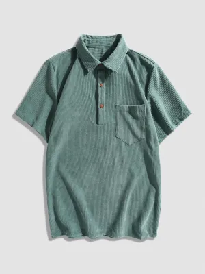 Amery® | Corduroy Solid Short Sleeve Basic Shirts