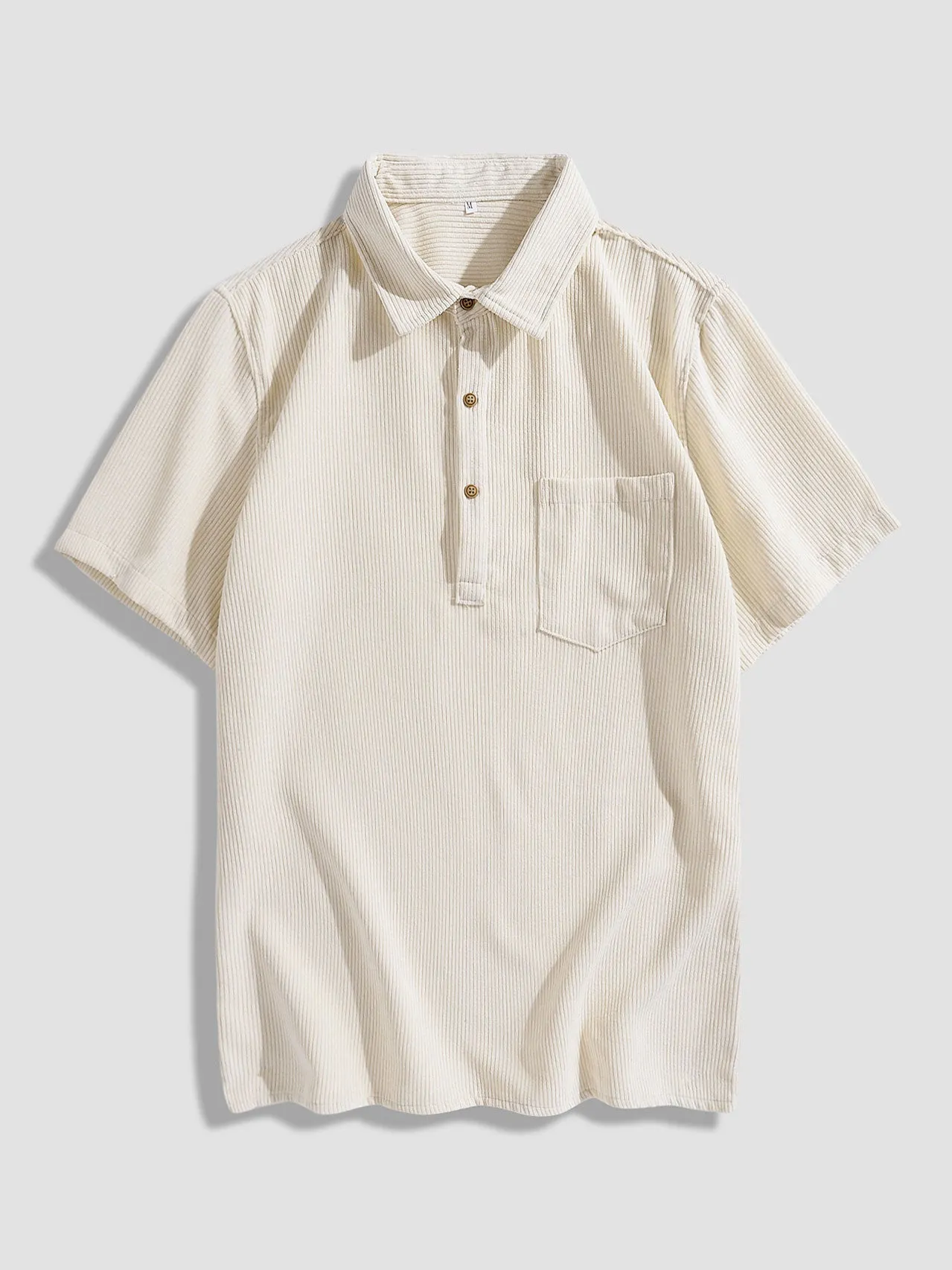 Amery® | Corduroy Solid Short Sleeve Basic Shirts