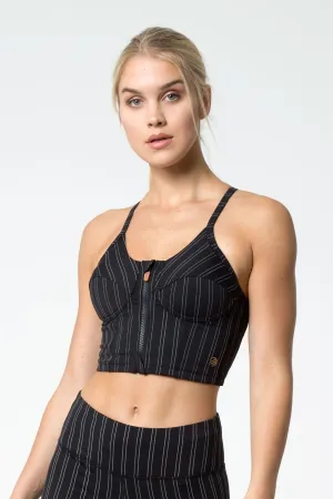 Amor Pinstripe: Crop Top Bra Adjustable Straps