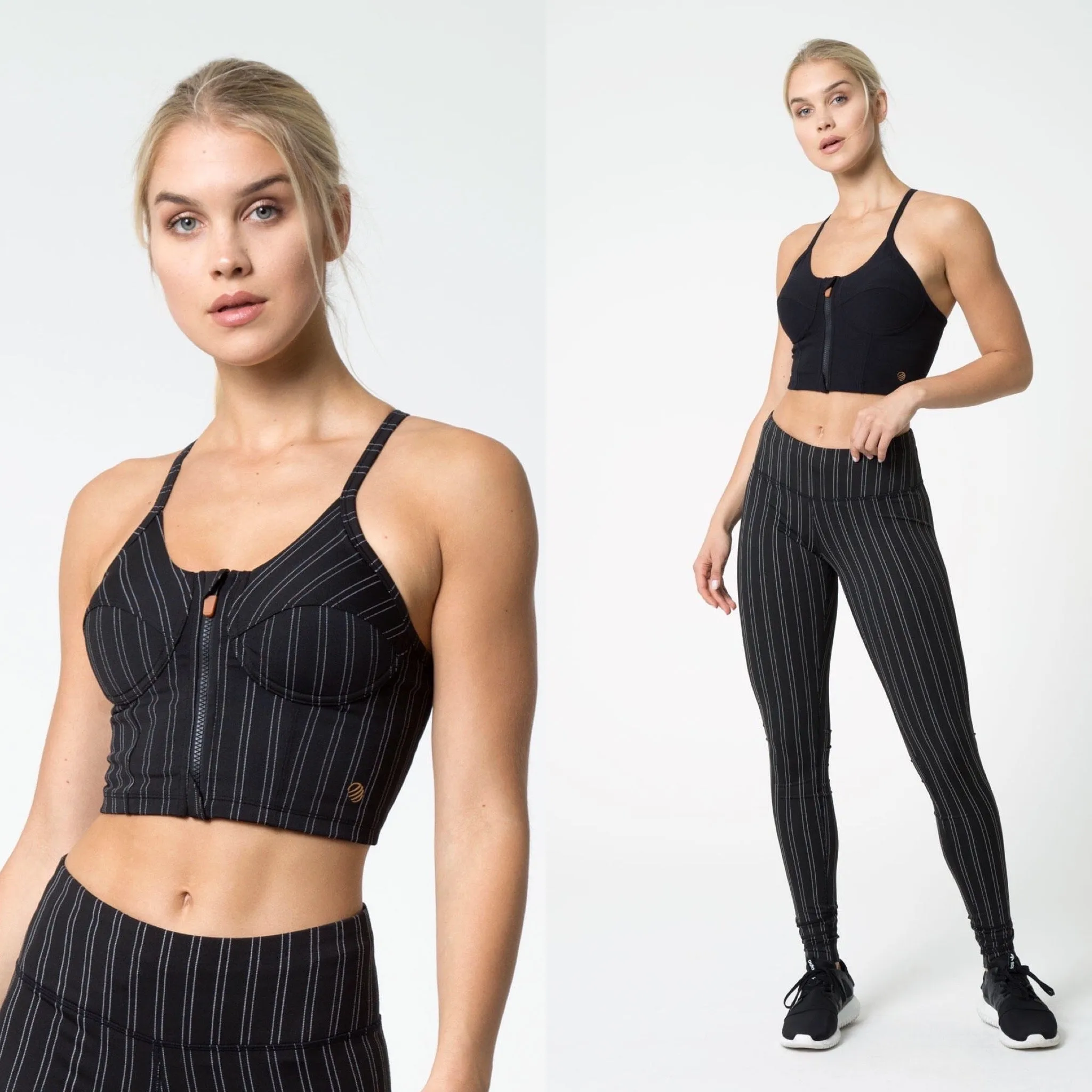 Amor Pinstripe: Crop Top Bra Adjustable Straps