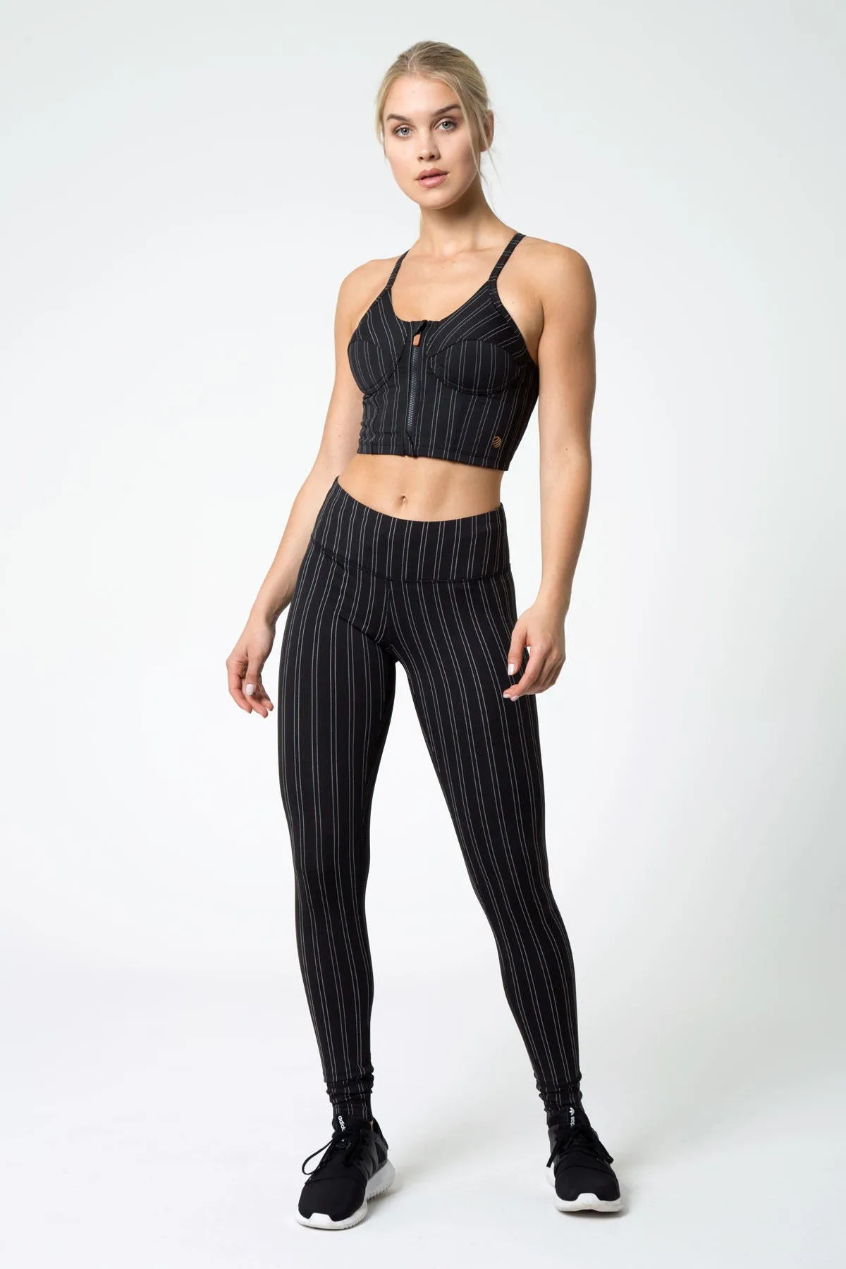 Amor Pinstripe: Crop Top Bra Adjustable Straps