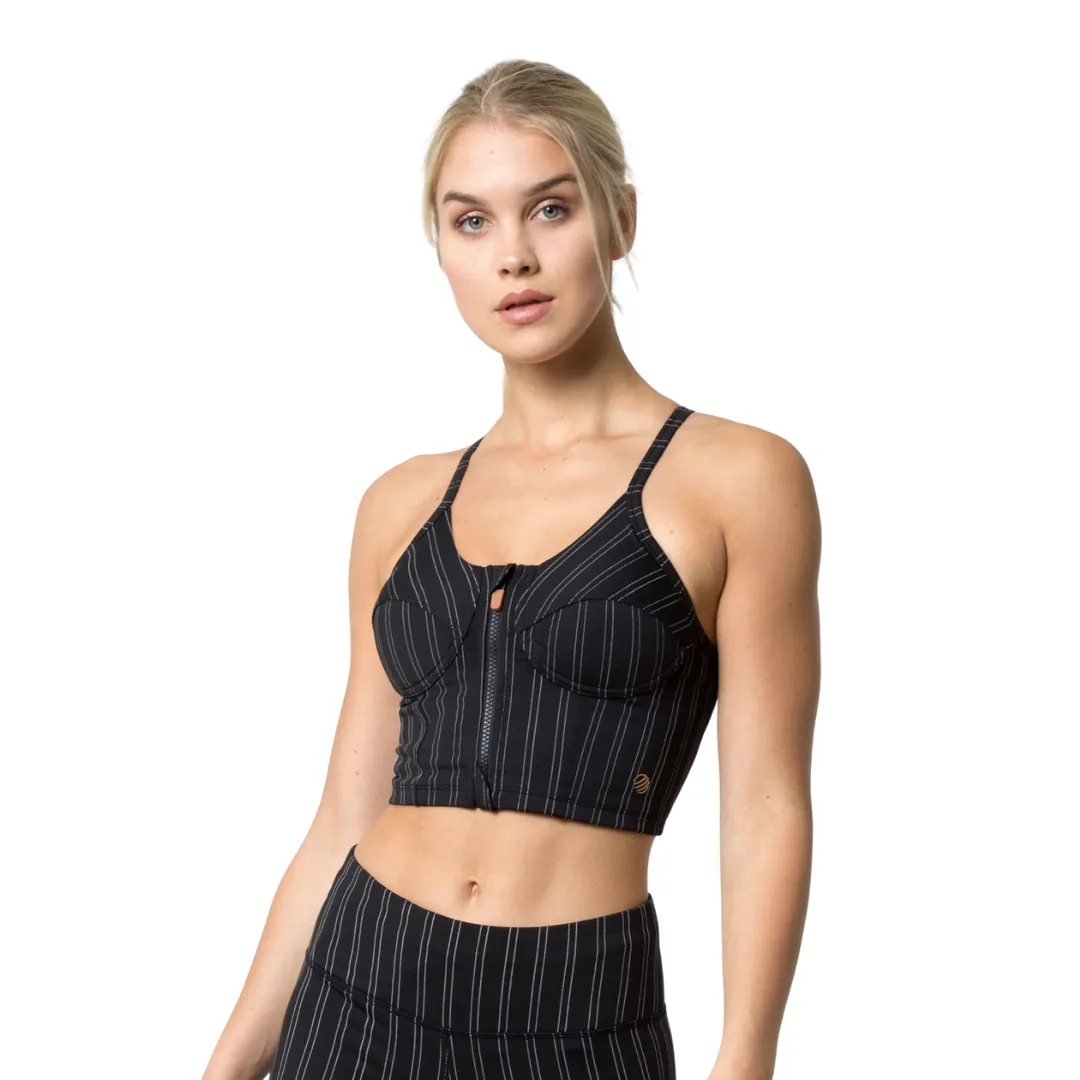 Amor Pinstripe: Crop Top Bra Adjustable Straps
