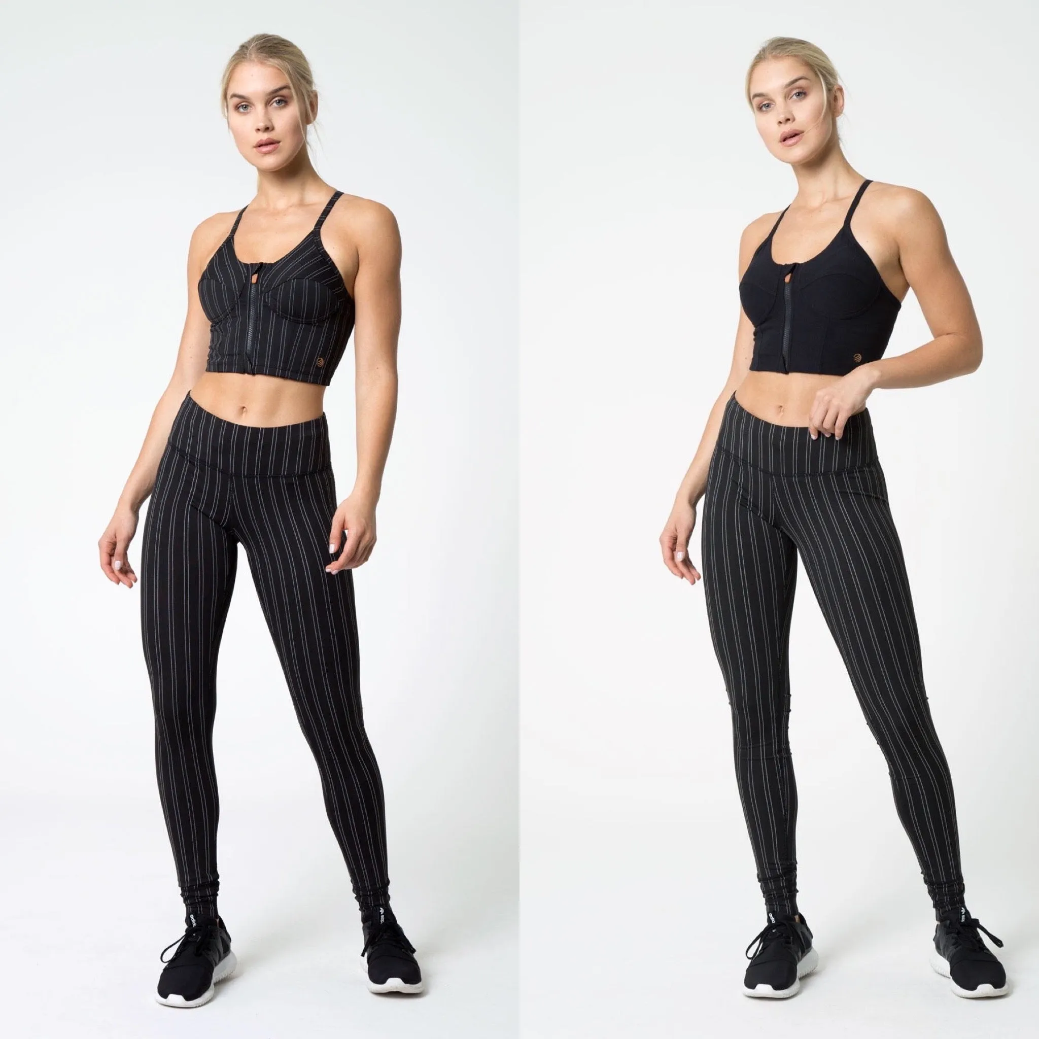 Amor Pinstripe: Crop Top Bra Adjustable Straps