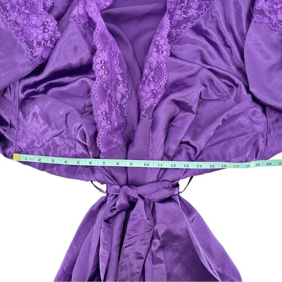 Amoureuse Plus Size The Luxe Satin Short Peignoir Set Plum Burst Purple Size 3X