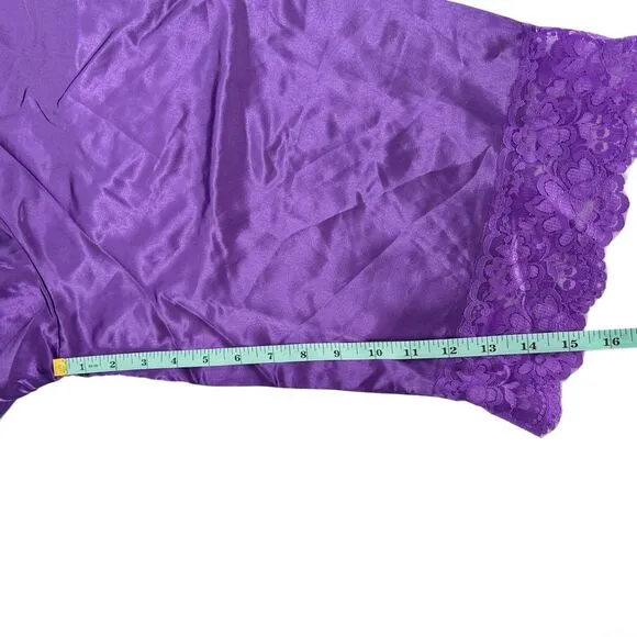 Amoureuse Plus Size The Luxe Satin Short Peignoir Set Plum Burst Purple Size 3X
