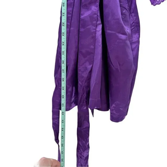 Amoureuse Plus Size The Luxe Satin Short Peignoir Set Plum Burst Purple Size 3X