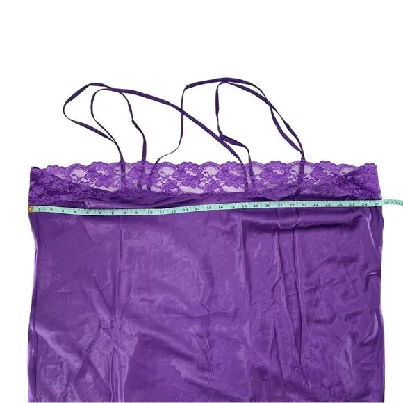 Amoureuse Plus Size The Luxe Satin Short Peignoir Set Plum Burst Purple Size 3X