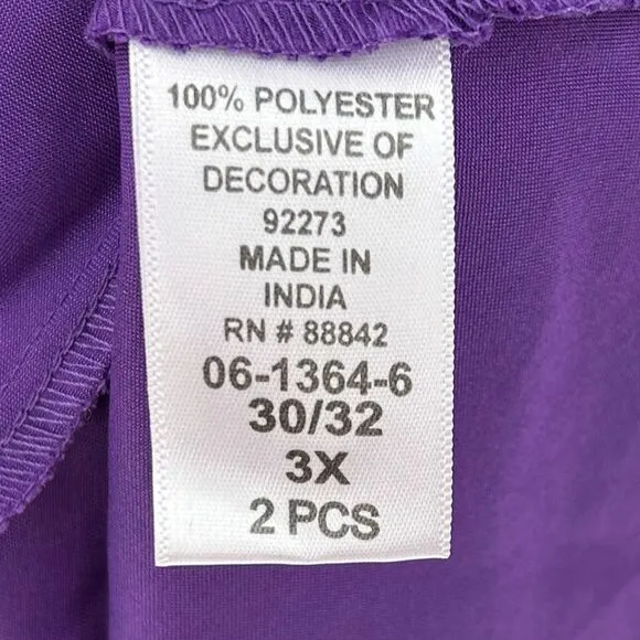 Amoureuse Plus Size The Luxe Satin Short Peignoir Set Plum Burst Purple Size 3X