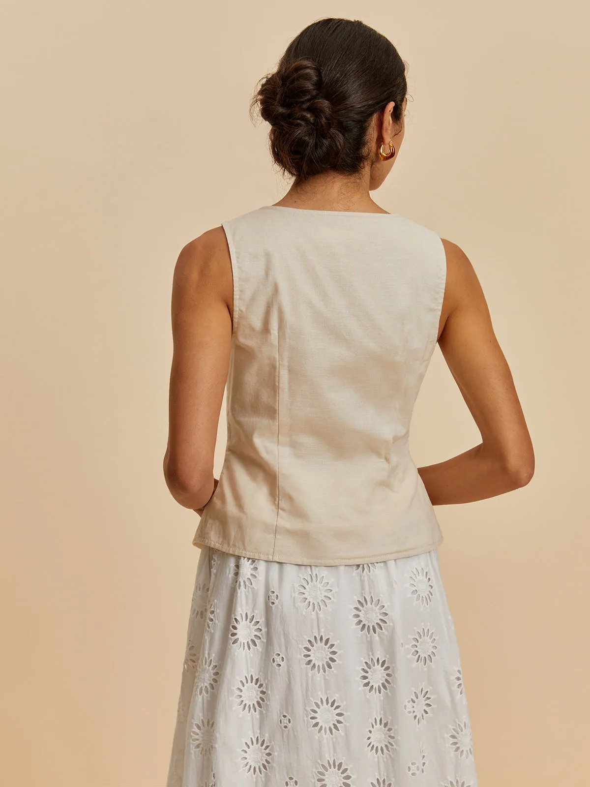 Anabella® | Casual Sleeveless Blouse Made Of Cotton And Linen