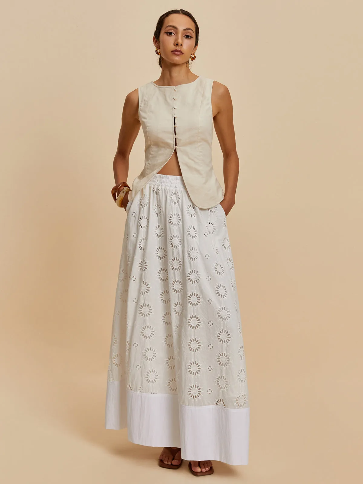 Anabella® | Casual Sleeveless Blouse Made Of Cotton And Linen