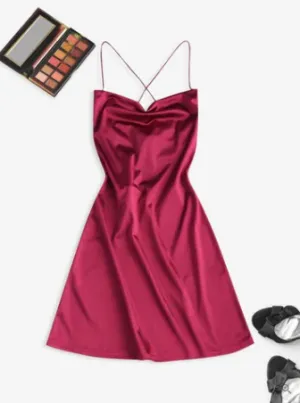 Anatea® | Cocktail Dress Made Of Satin With Spaghetti Side Slit