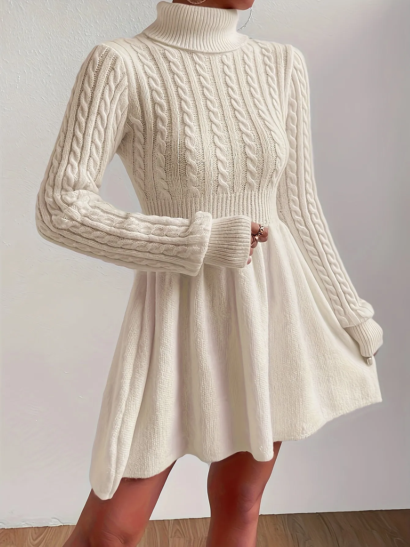 Andrea® | Elegant A-Line Knitted Dress Made Of Fine Wool