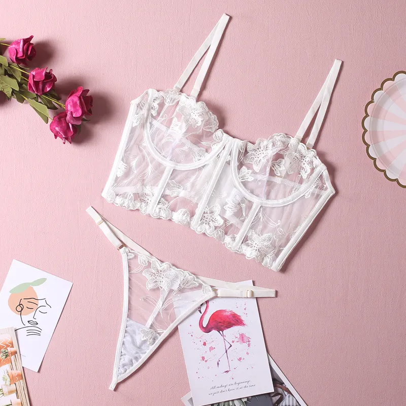 Angel's Embrace White Lace Bustier Set