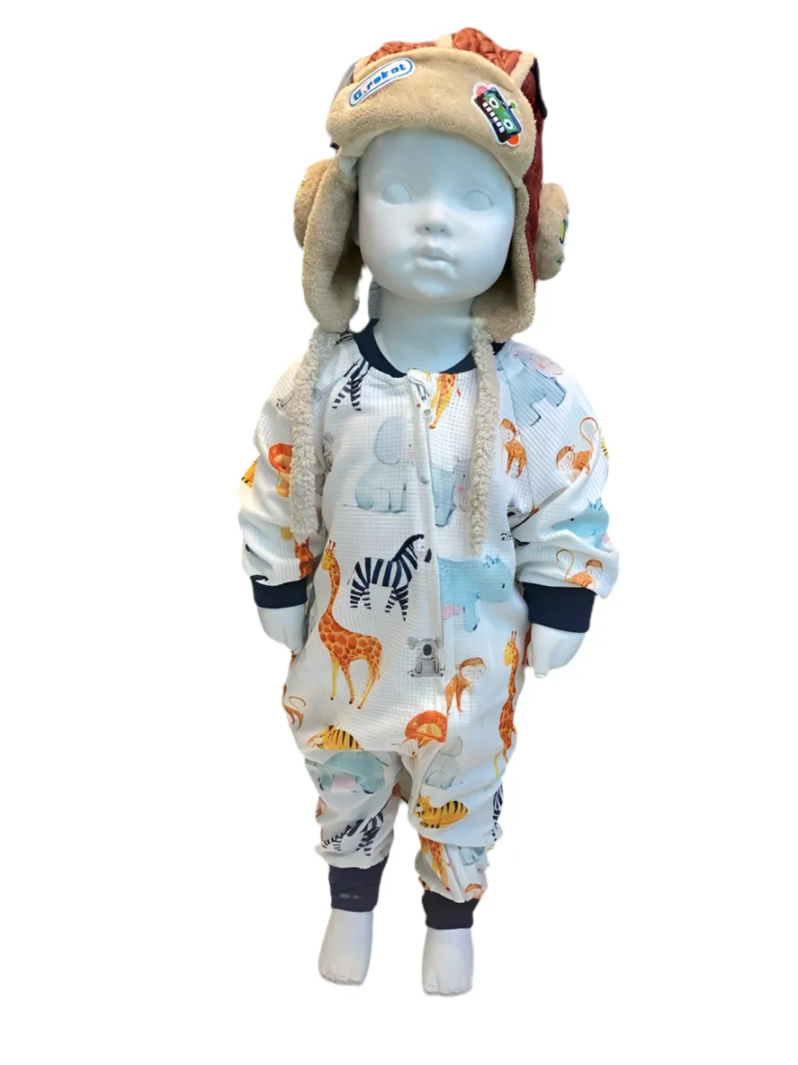Animal Print Zip Up All In One
