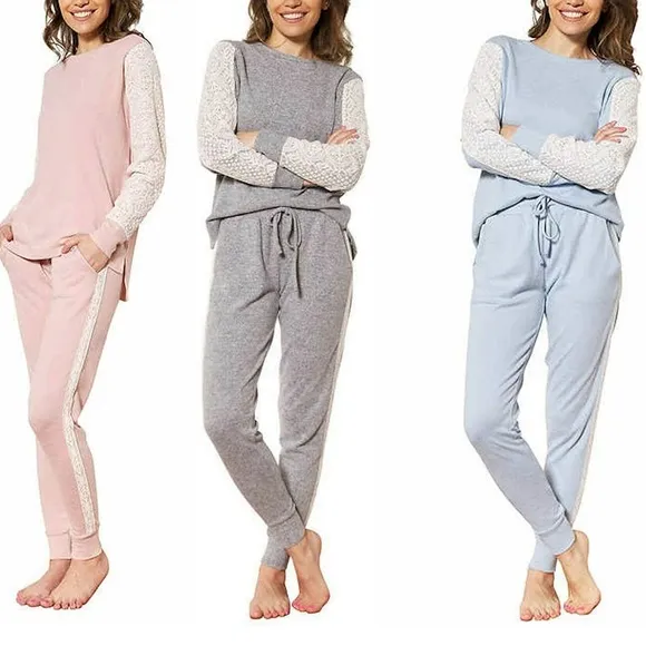 Anthro Flora Nikrooz Gray Harbor Lace Trim Sleepwear Top