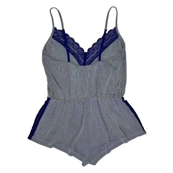 Anthropologie COSABELLA Sweet Dreams Blue Lace Dot Sleep Mini Romper Playsuit SP