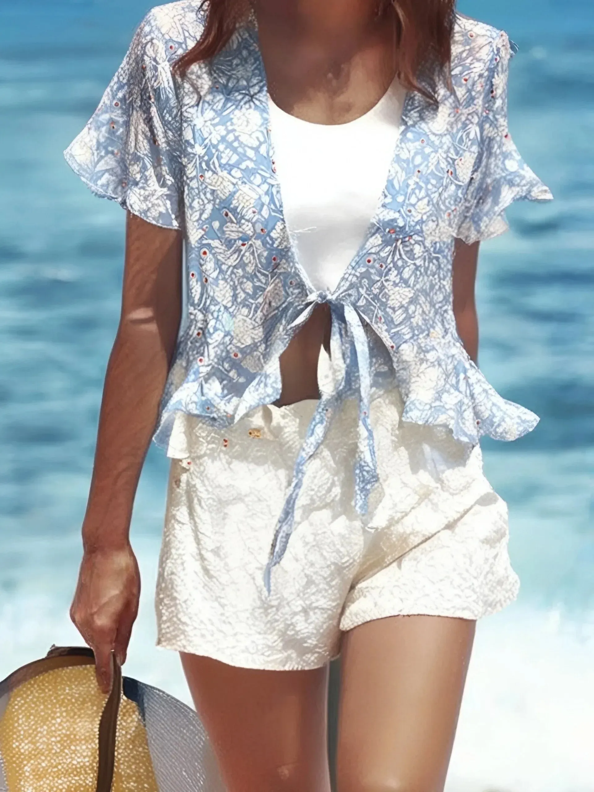 April Tie Flutter Top