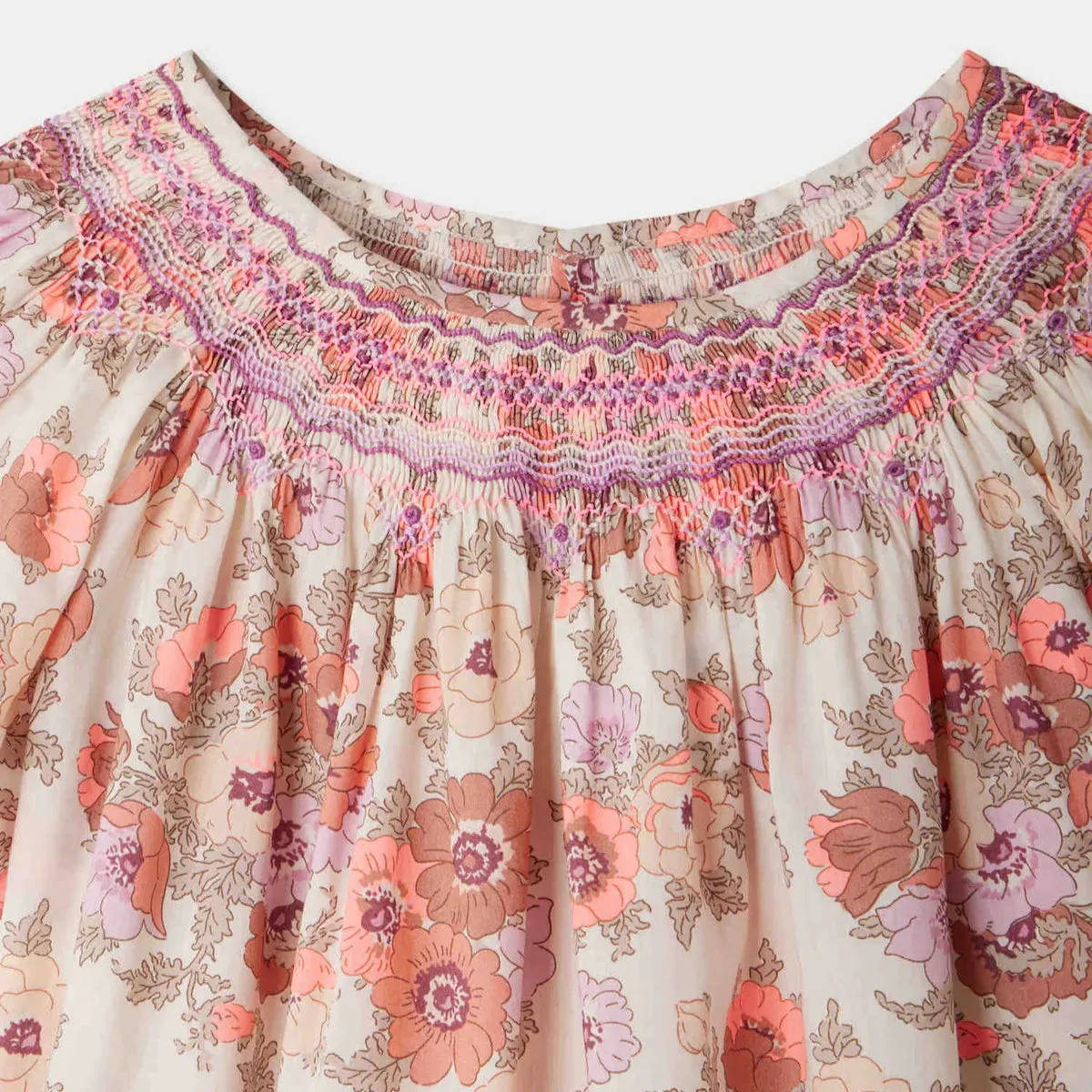 Arlene smocked and embroidered dress made with Liberty fabrics