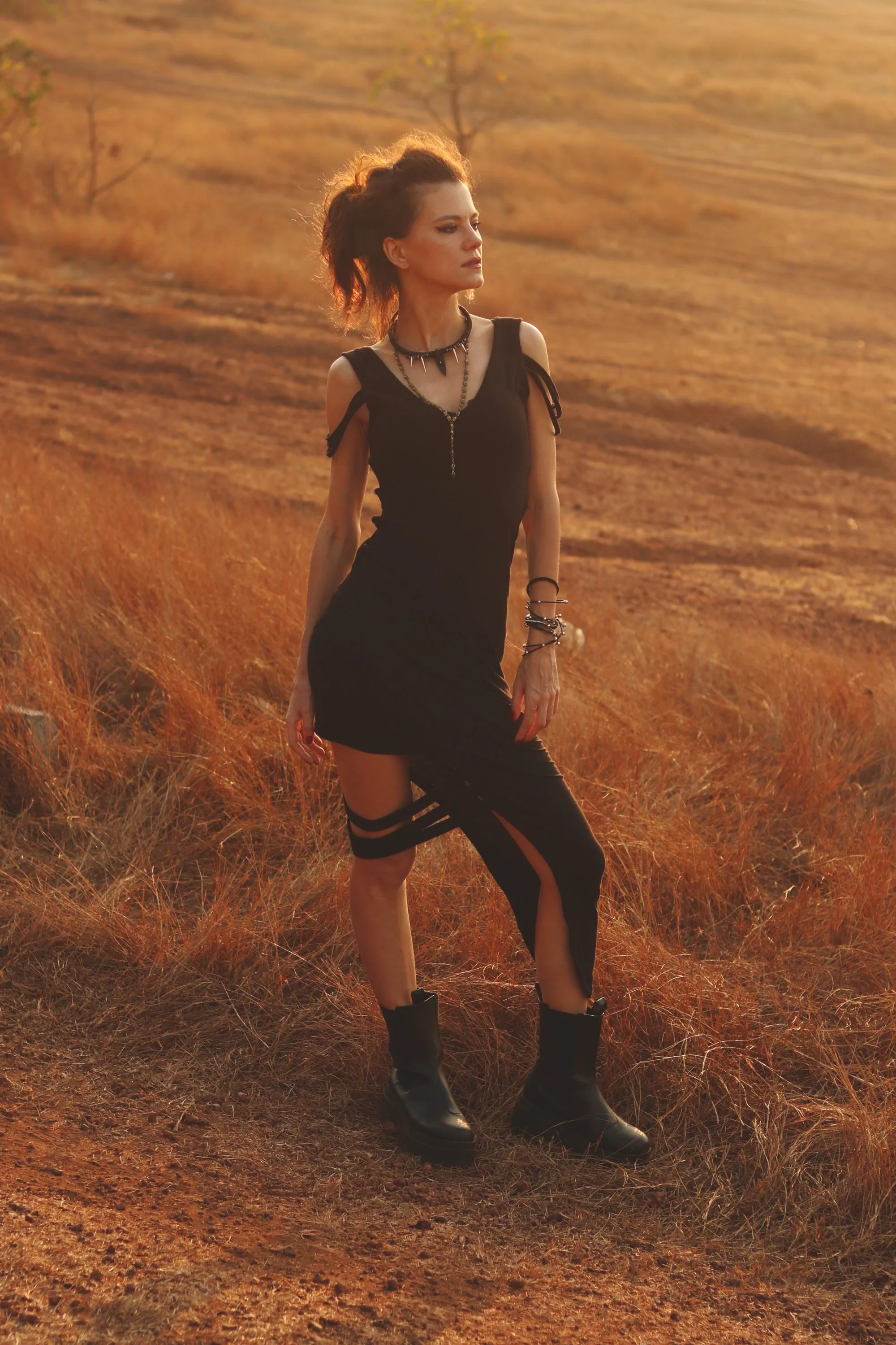 Asymmetrical Black Band dress