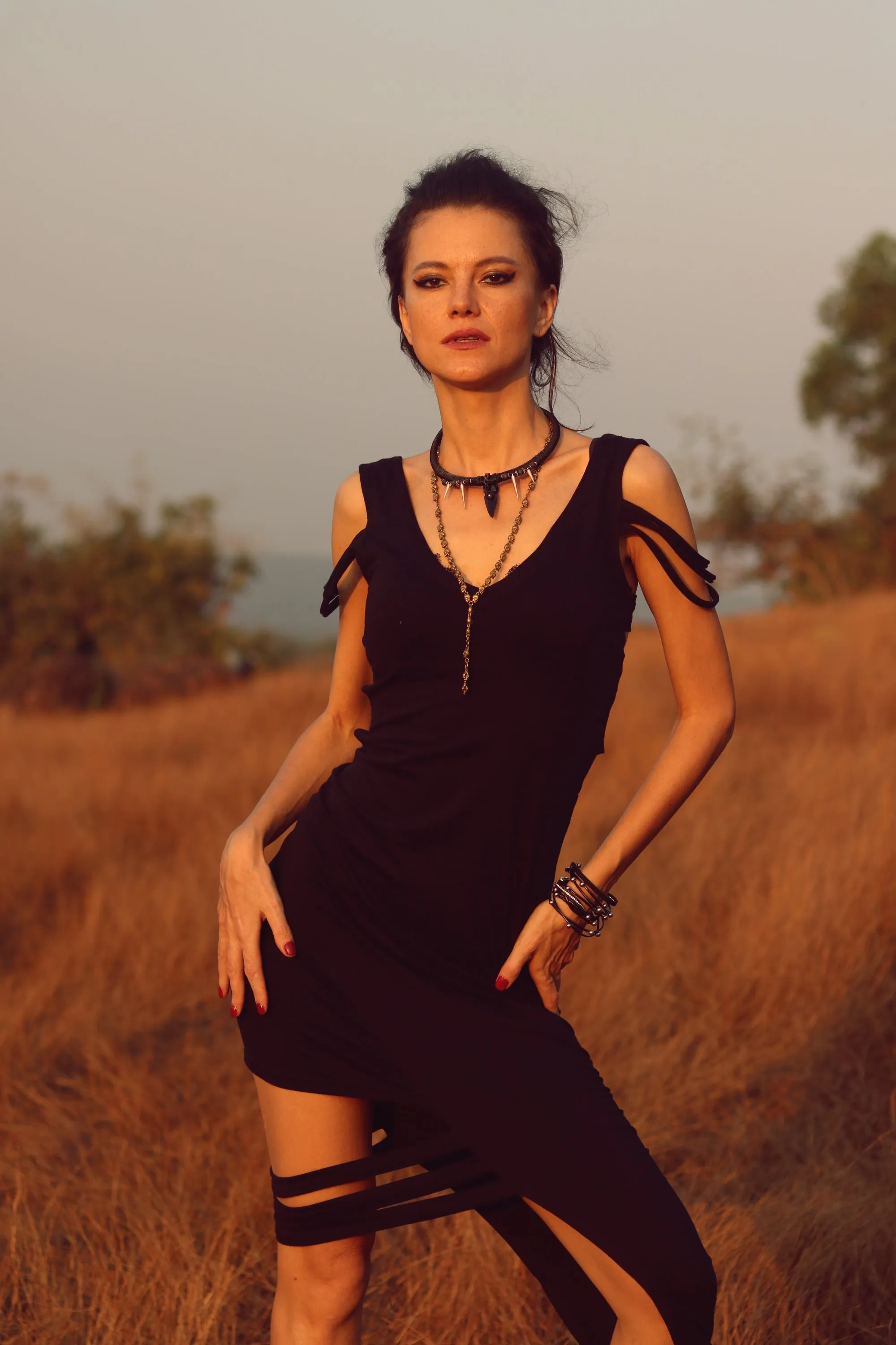 Asymmetrical Black Band dress