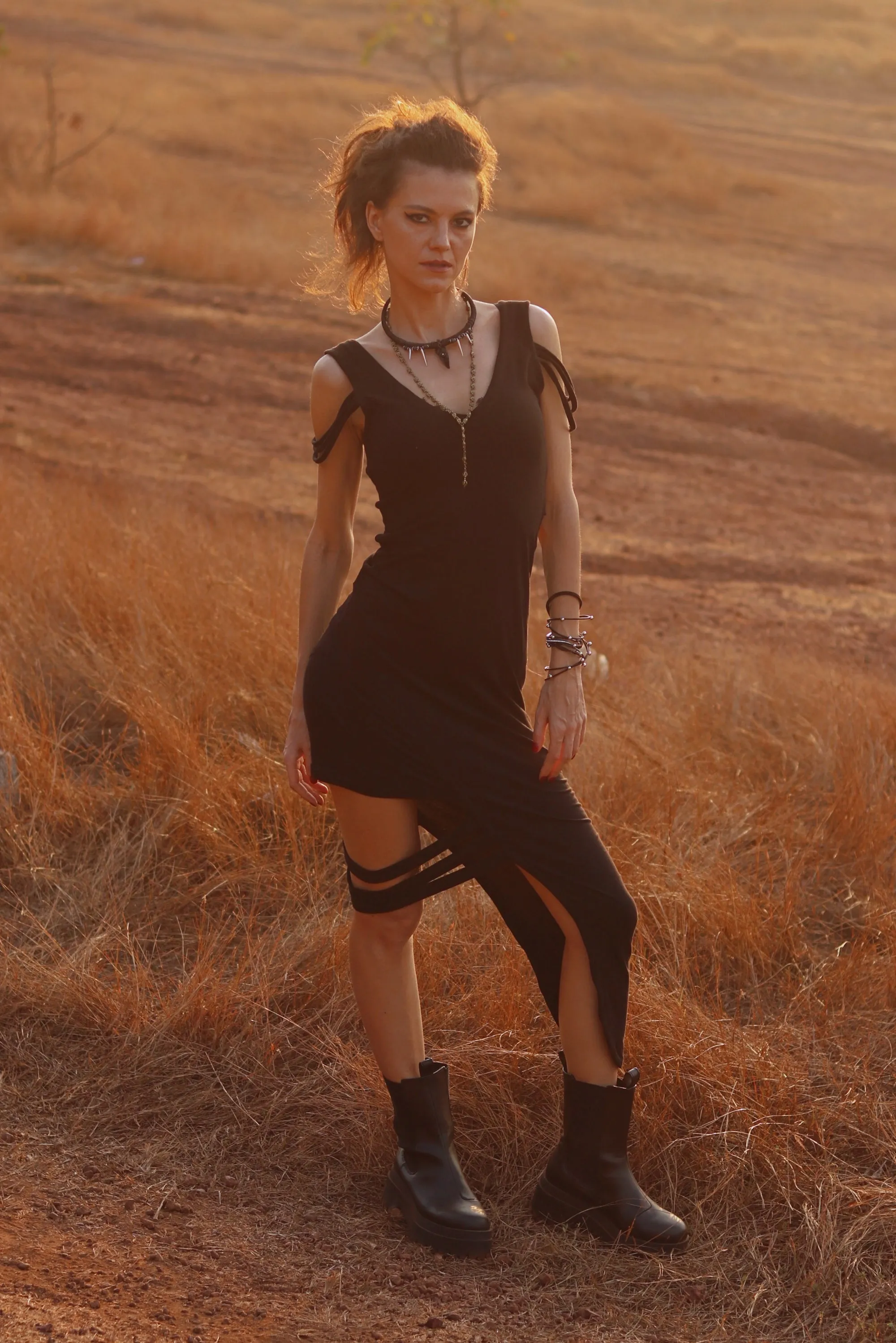 Asymmetrical Black Band dress
