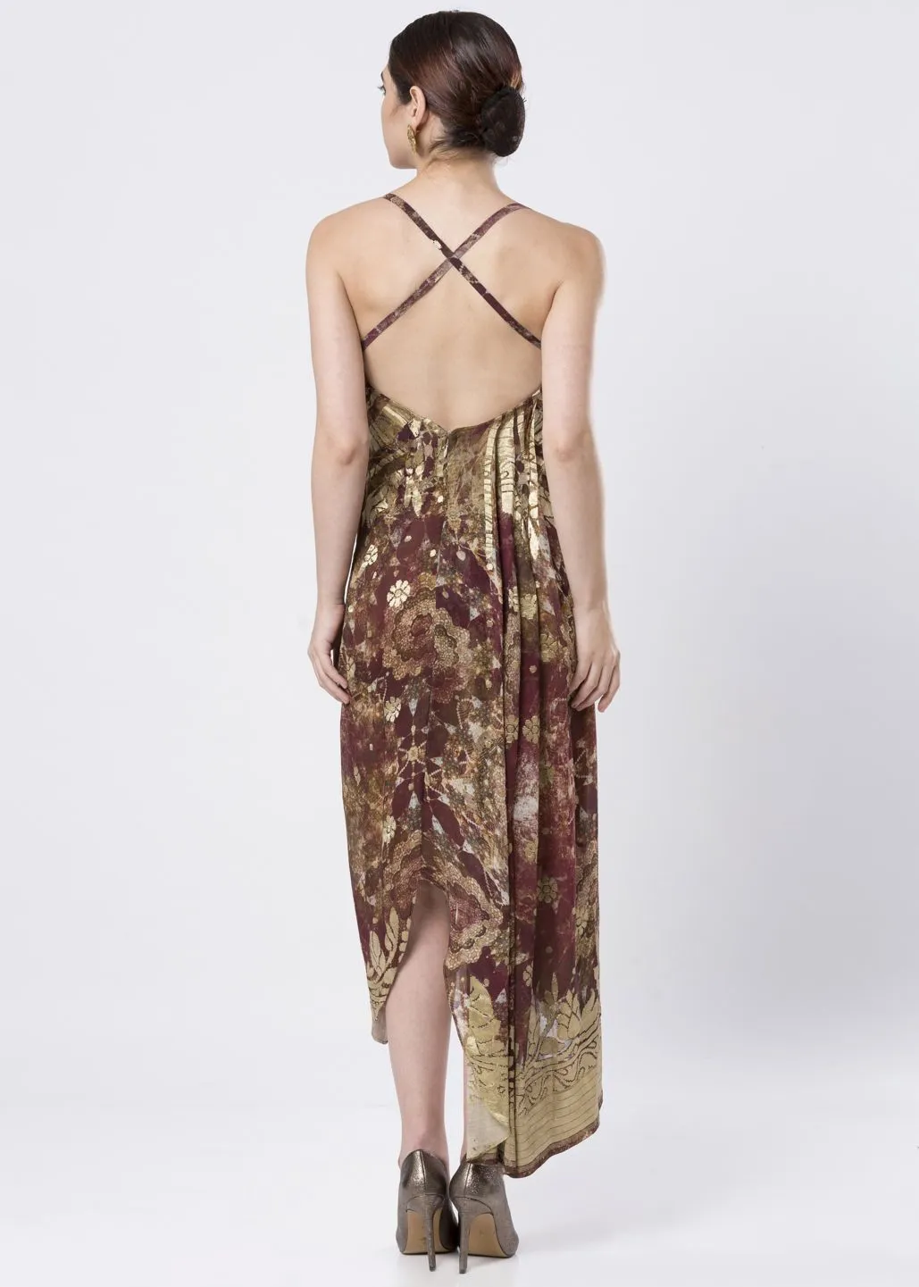 ASYMMETRICAL BROCADE DRESS