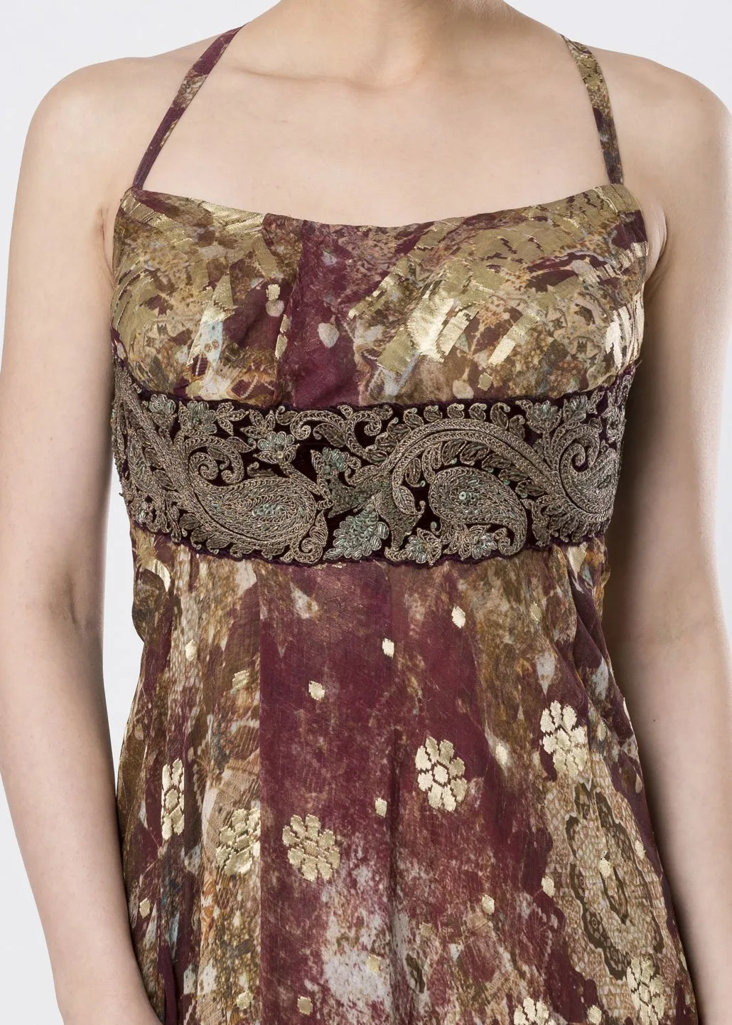 ASYMMETRICAL BROCADE DRESS