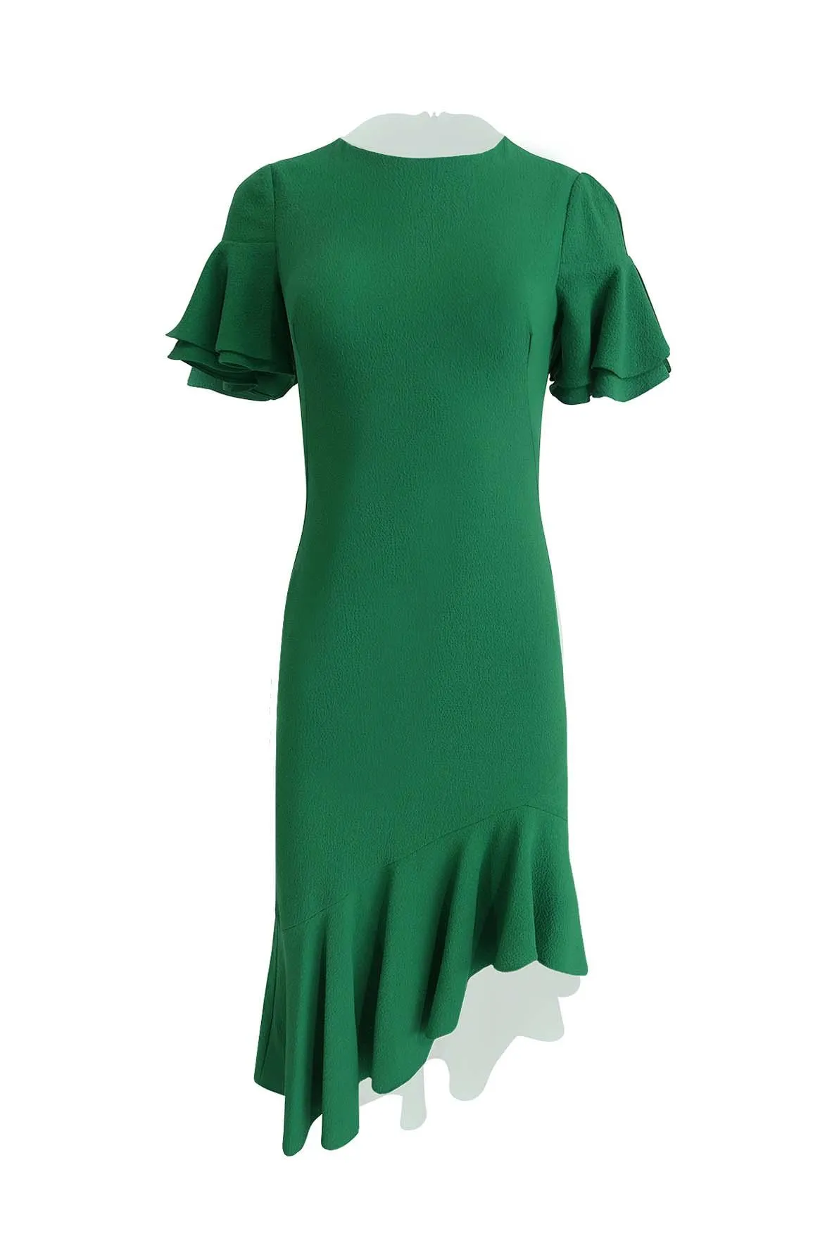 Asymmetrical Green Ruffle Dress