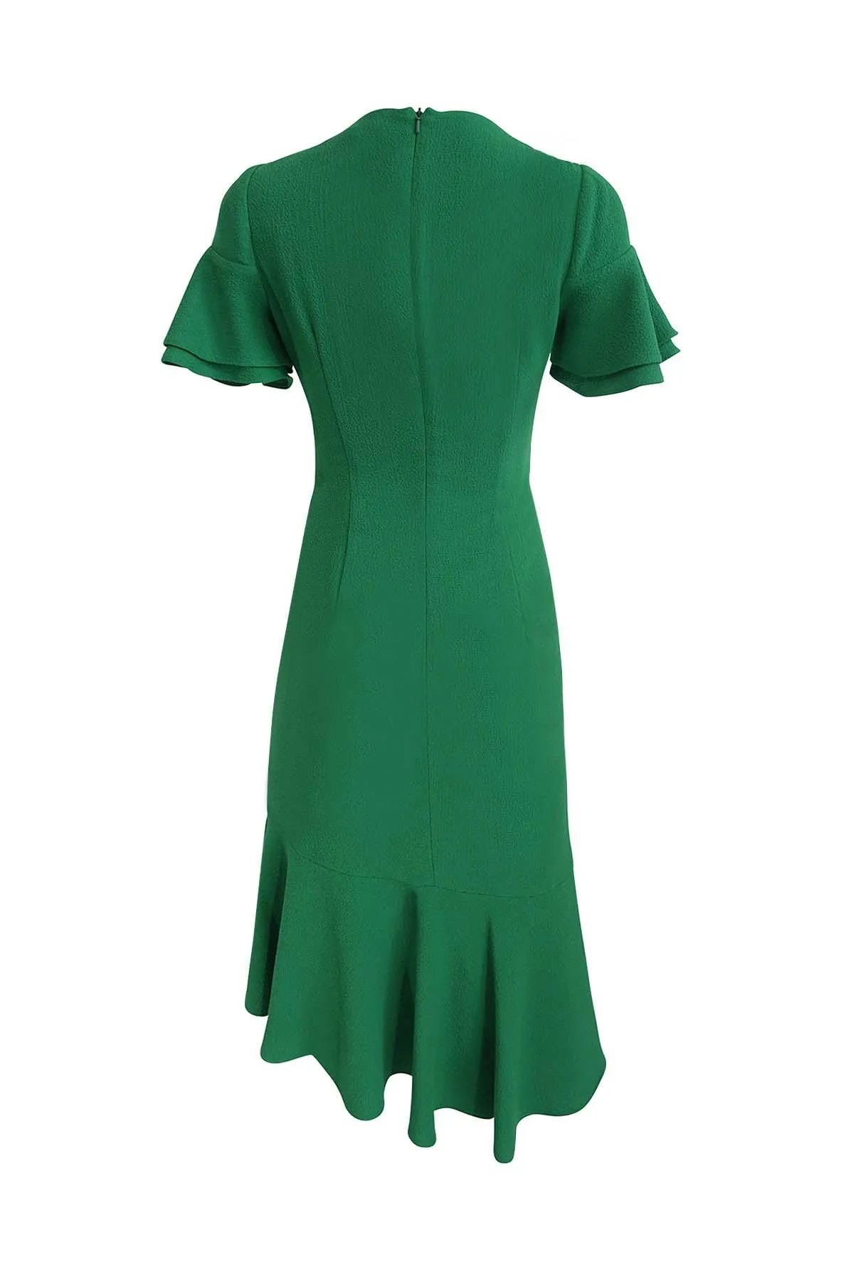 Asymmetrical Green Ruffle Dress
