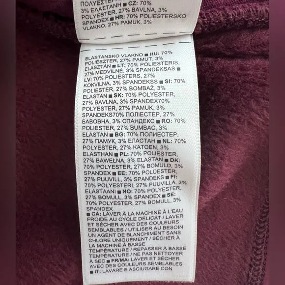 Athleta Burgundy Cozy Karma Funnel Neck Fleece Lined Sweatshirt Athleisure-Large