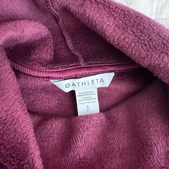 Athleta Burgundy Cozy Karma Funnel Neck Fleece Lined Sweatshirt Athleisure-Large