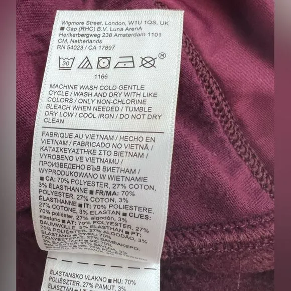Athleta Burgundy Cozy Karma Funnel Neck Fleece Lined Sweatshirt Athleisure-Large