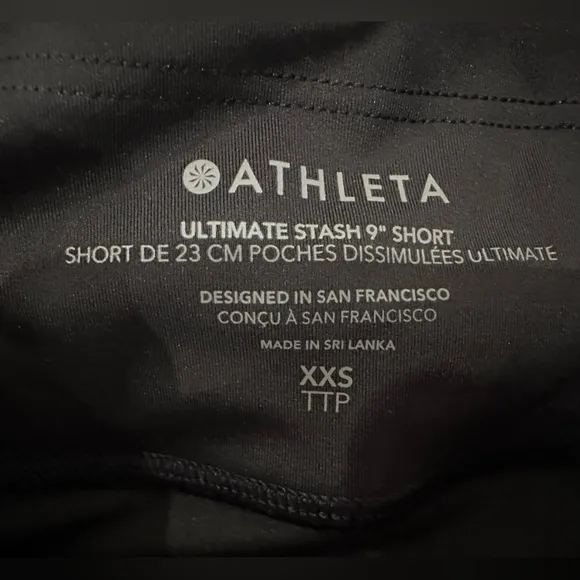 Athleta Ultimate Stash II 9” High Rise Black Biker Shorts Size XXS Workout New