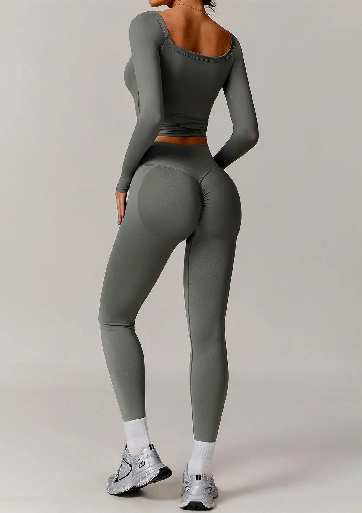 Athletic Wear Sets with Off Shoulder Basic T-Shirts and Leggings