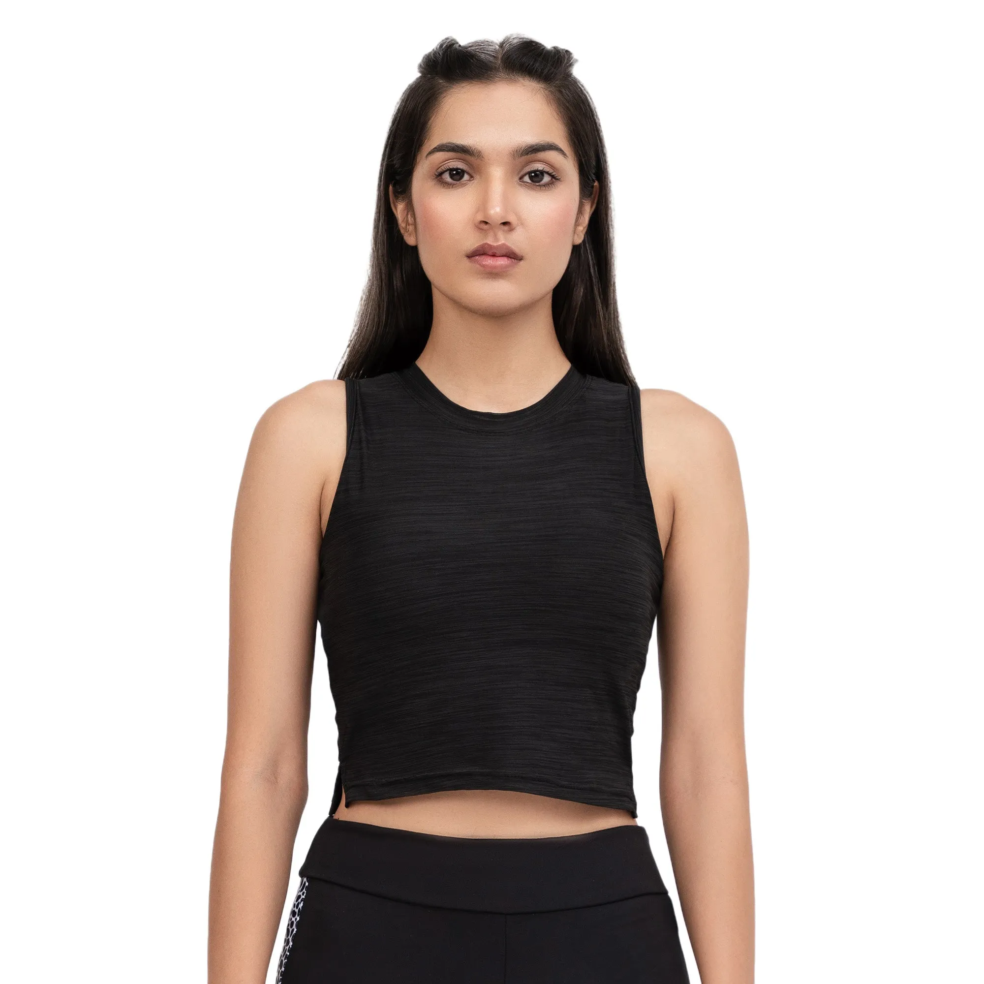 Aura 2-in-1 Crop Top - Black
