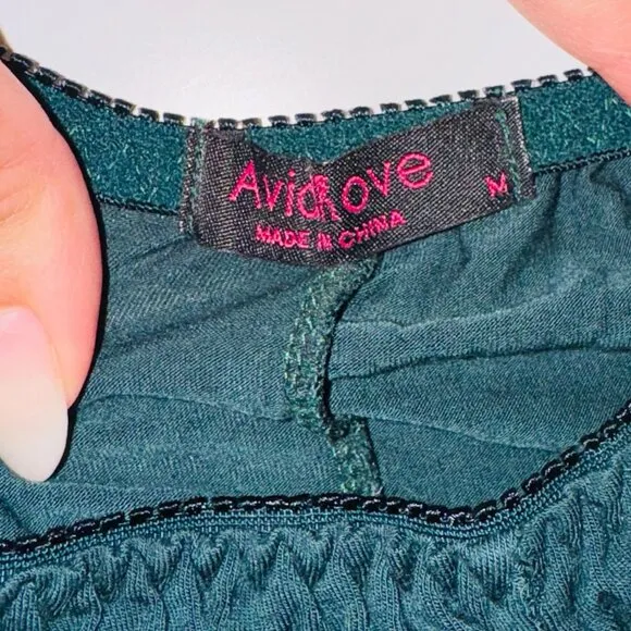 Avidlove Sleepwear Set Cami and Shorts Floral Lace Womens Medium Aqua Green