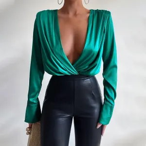 Ayana® | Long-Sleeved, Low-Cut Bodysuit