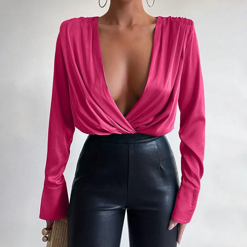 Ayana® | Long-Sleeved, Low-Cut Bodysuit