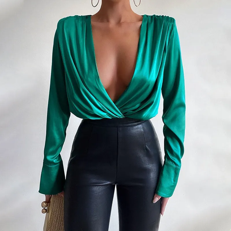 Ayana® | Long-Sleeved, Low-Cut Bodysuit