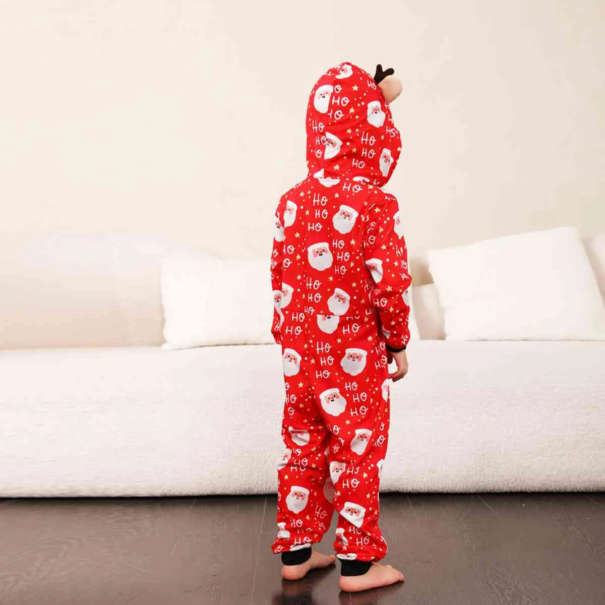 Baby Santa Print Hooded Jumpsuit