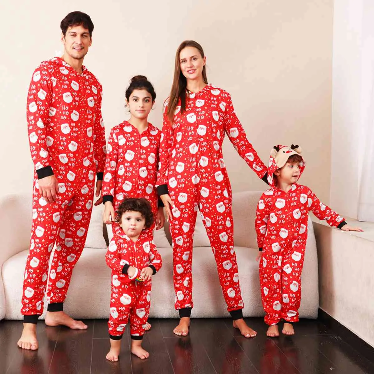 Baby Santa Print Hooded Jumpsuit
