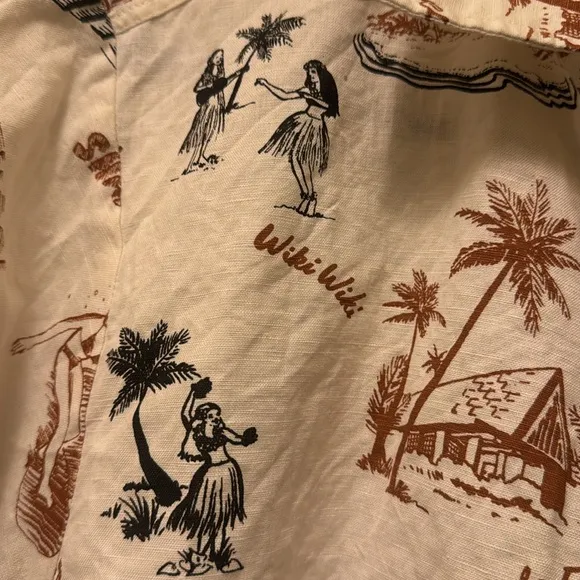 Back beat co. M/L Hawaiian linen blend slightly cropped top