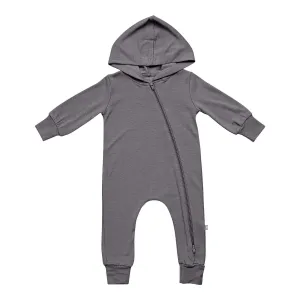 Bamboo Jersey Hooded Zippered Romper- Charcoal
