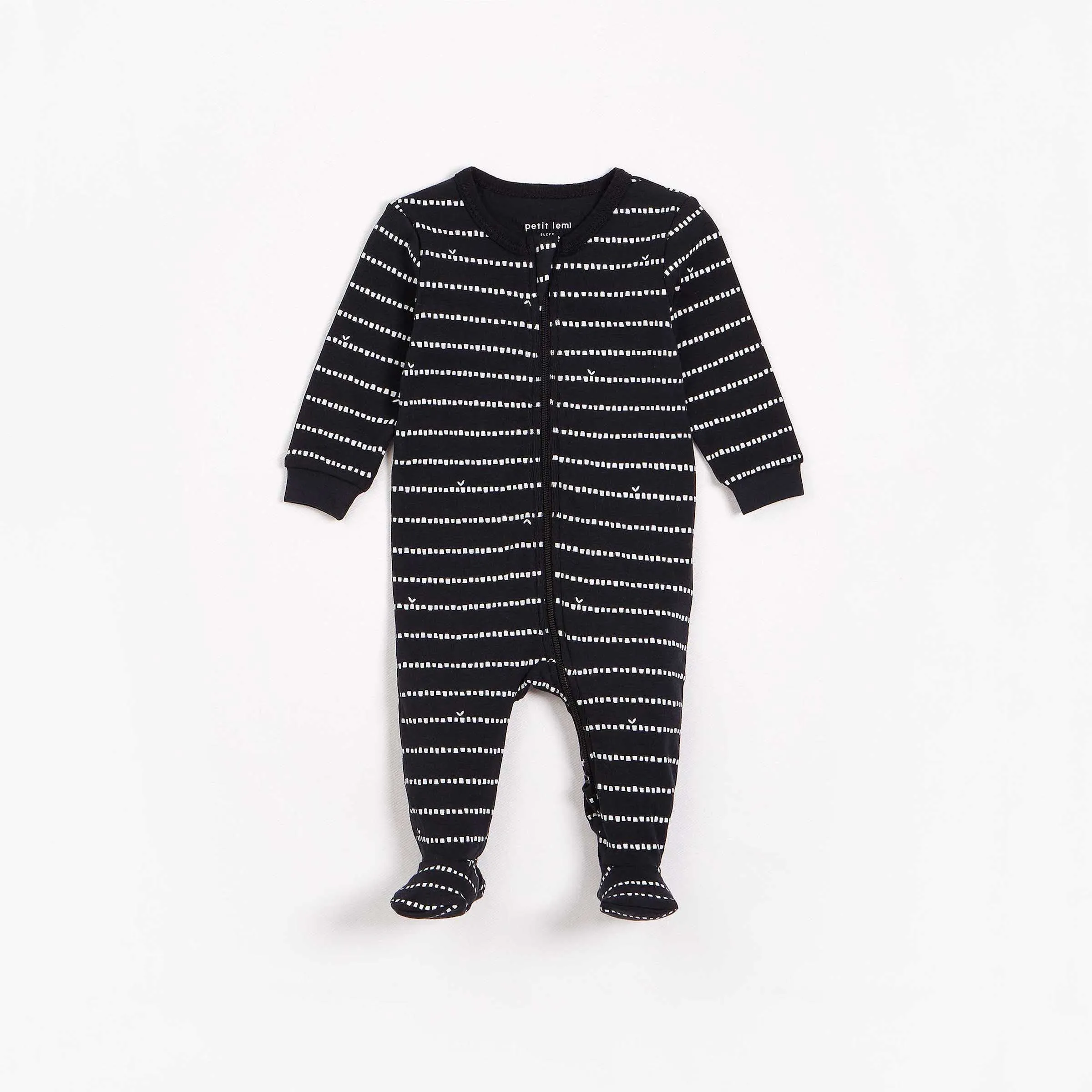 Bamboo Shoot Striped Print on Black Footed Sleeper
