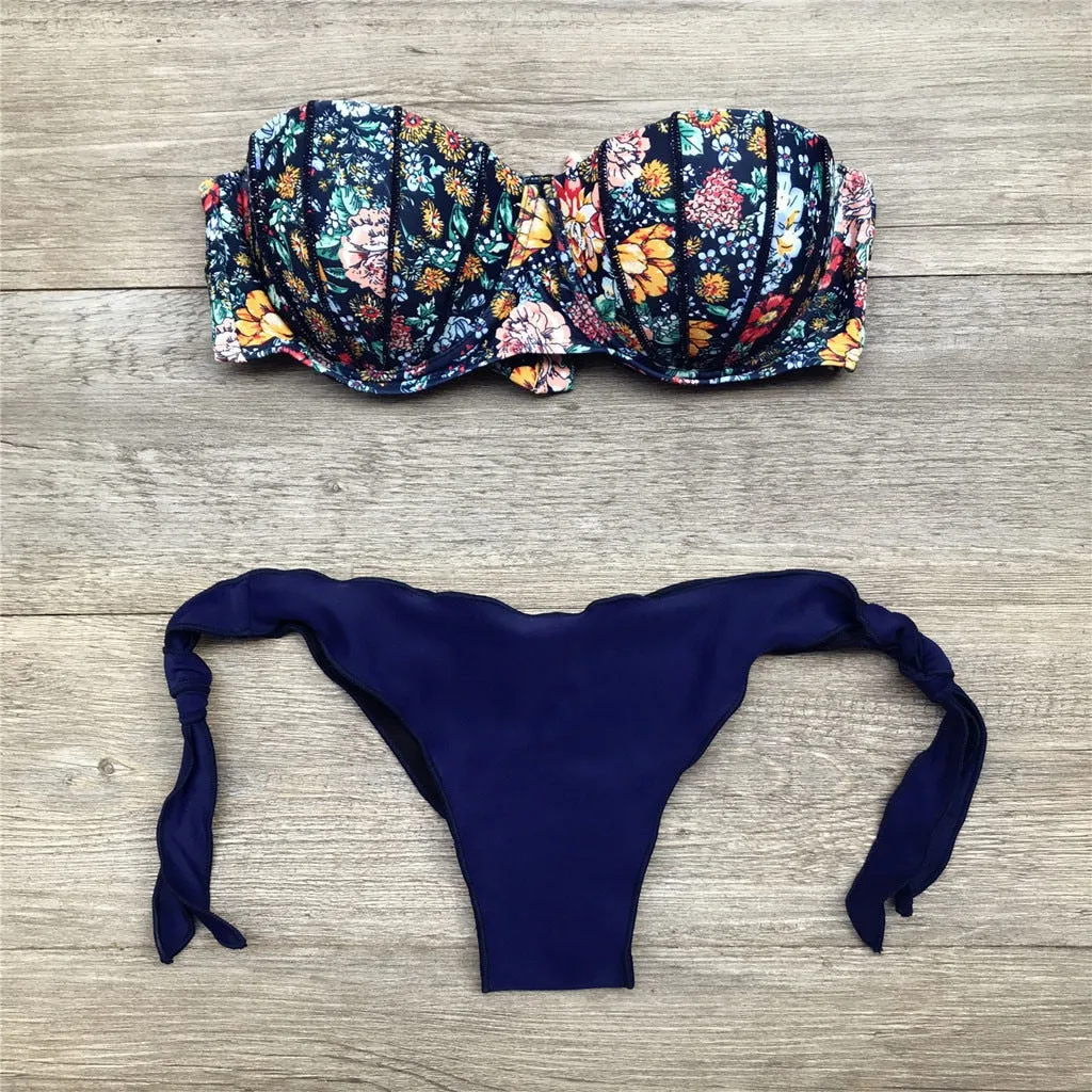 Bandeau Floral Print Bikini