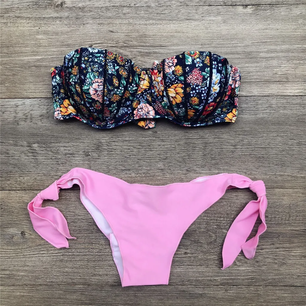 Bandeau Floral Print Bikini