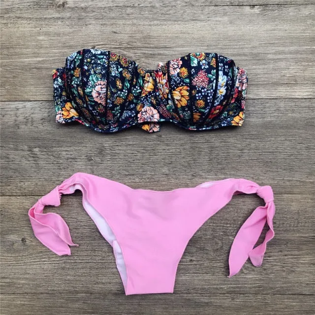 Bandeau Floral Print Bikini