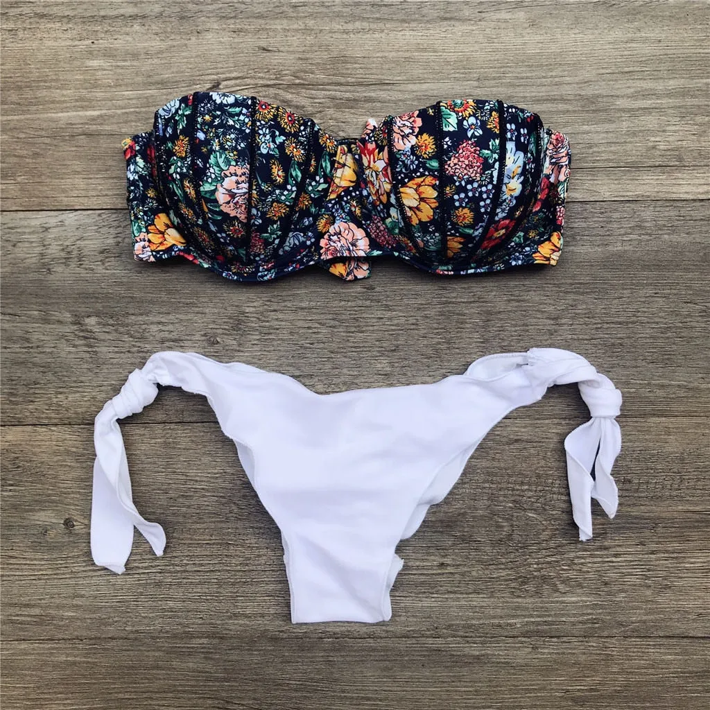 Bandeau Floral Print Bikini