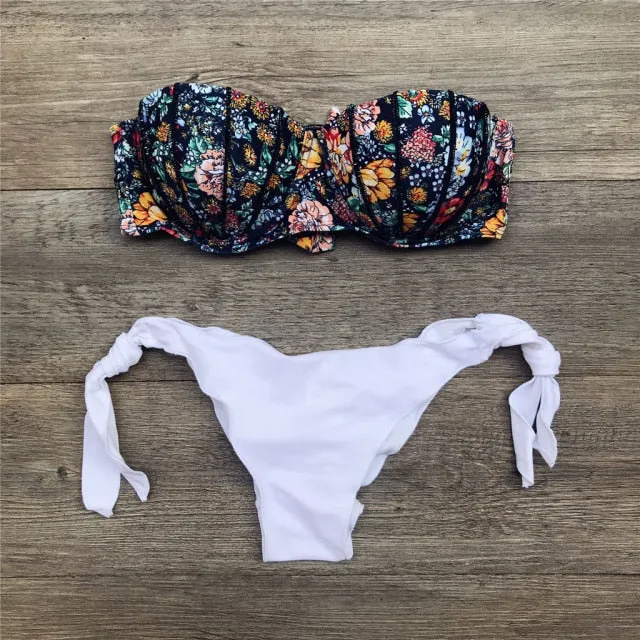Bandeau Floral Print Bikini