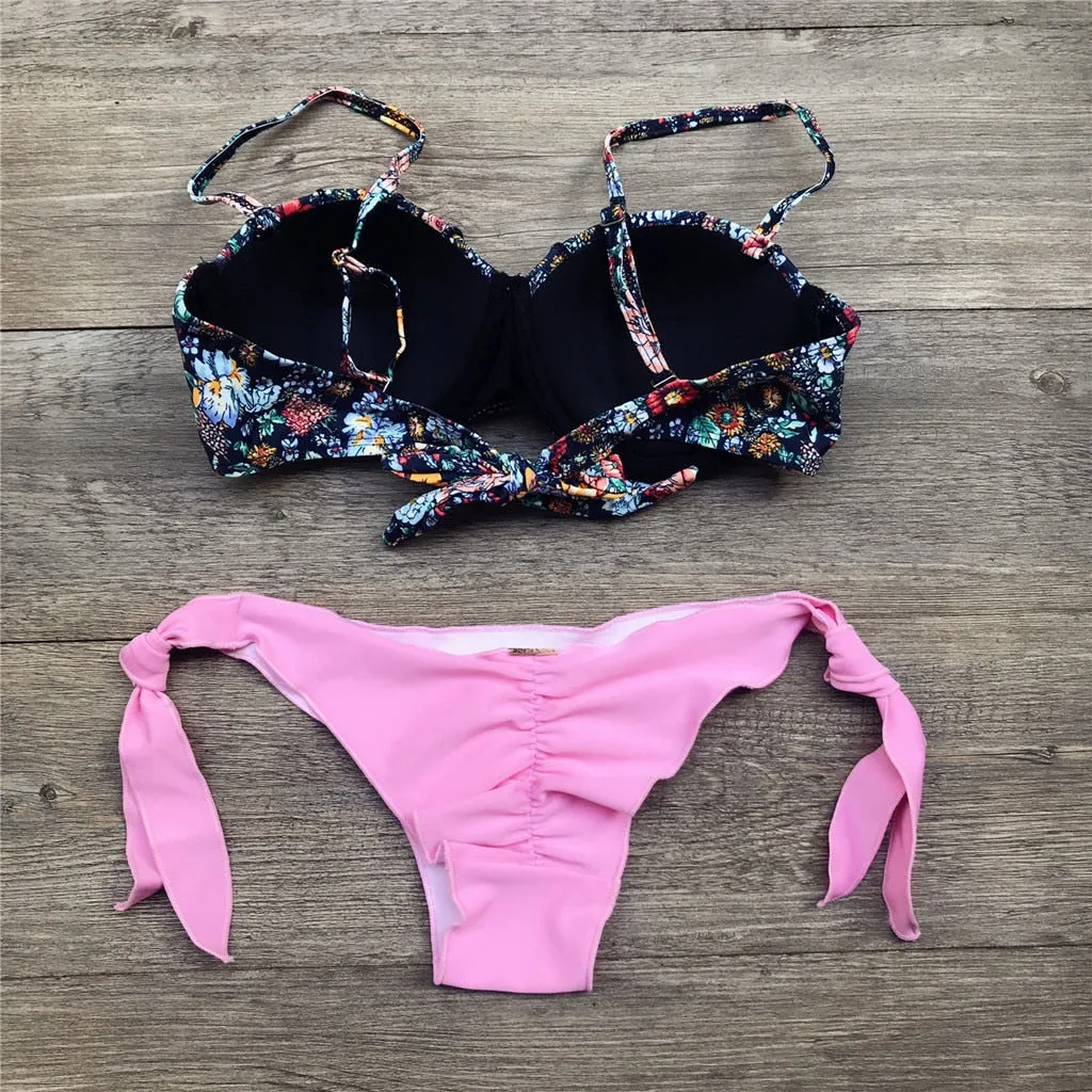 Bandeau Floral Print Bikini